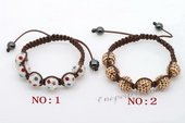 crbr032 Designer crystal ball bead bracelet knoted with cord thread