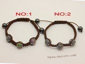 crbr033 Designer crystal ball bead bracelet knoted with cord thread