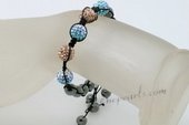 crbr044 Multi-color Rhinestones Ball Shamballa Bracelet with Hematite