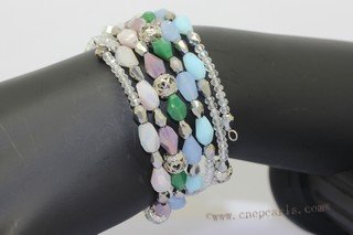 crbr050 Man Made Gemstone Wrap Bracelet Jewelry With Different Color Beads
