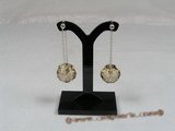cre013 Sterling round faceted Austrian Crystal Swing Drop studs earrings