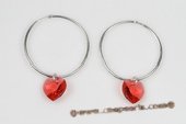 Cre020 Sterling Silver Ruby Red Austrian Crystal Hoop Earrings