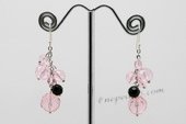Cre026 Cluster Drop Dangle Earring with Pink Faceted Crystal