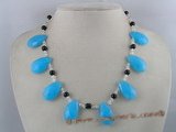 crn004 Teardrop crystal bridal necklace with agate beads