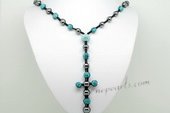 Crn068 Fashion Blue Cross shambala inspired Necklace