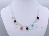 Crn078 Shining Hand Warpped Colorful Drop Crystal Princess Necklace