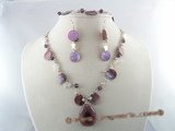 CRNSET007 wine red crystal bridal jewelry set with mother of pearl  and seed pearl