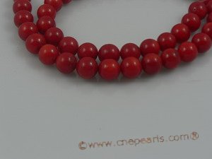 cs011 8mm round red coral beads strands wholesale, 16"in length
