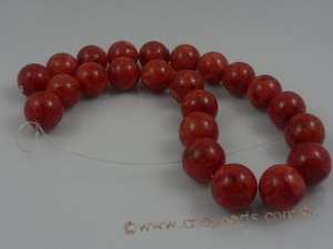 cs015 16mm round red coral beads strands wholesale, 16"in length