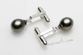 cufflink010 Sterling Silver Cufflinks with 9-10mm AA Baroque Tahitian Pearl