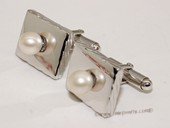 cufflink021 Sterling Silver  Cufflinks with Freshwater Round Pearls