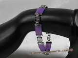 gbr013 Fancy Sterling Silver chineselink purple jade bracelet