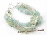 gbr027 Elegant chip gemstone beads and clutured pearl twisted bracelet on sale