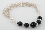 gbr035 Graduated round Black Onyx Half Bangle bracelet