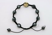 Gbr047 Faceted Tungsten Steel Stone Cord Bracelet with Crystal Ball