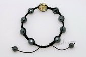 Gbr047 Faceted Tungsten Steel Stone Cord Bracelet with Crystal Ball