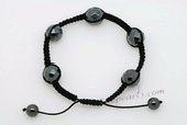 Gbr048 Large Faceted Tungsten Steel Stone Cord Bracelet Wholesale