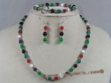 gnset006 multicolor gemstone and jade beads beach necklace set