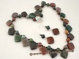 gnset020 India agate with black round agate beads neckalce on sale