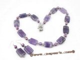 gnset028 Fashion amethyst and cultured pearl necklace jewelry set in wholesale