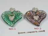 gpd050 60*65mm heart-shape lampwork 18KGP pendant wholesale