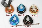 Gpd104 Ten pieces 40*50mm Foil Lampwork Glass Pendant in Teardrop