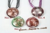 Gpd107 Wholesale 65mm Large Round Foil Lampwork Glass Pendant