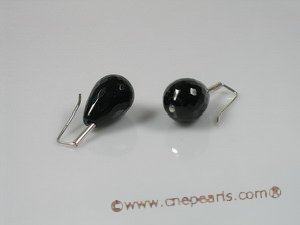 gse003 Sterling silver 13*18mm teardrop black agate dangle earring