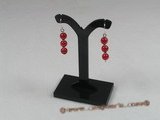 gse007 Sterling silver 6mm red jade beads dangle Earring