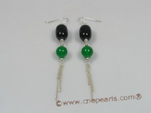 gse011 sterling dangling earrings with crystal and jade