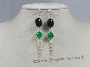 gse011 sterling dangling earrings with crystal and jade