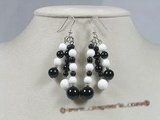 gse018 Triple 925silver black agate dangle earrings