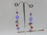 gse024 Charming purple jade and pearl earrings in wholesale