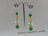 gse026 wholesale jade and pearl dangle earrings with 925silver ear hook