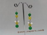 gse026 wholesale jade and pearl dangle earrings with 925silver ear hook