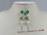 gse027 Charming green jasper beads pierce earrings with 925silver ear hook