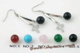 gse050 Sterling silver designer dangle earring drop with 8mm black agate