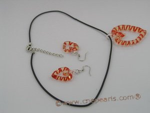 gset006 Charming  heart-shape color lampwork necklace Set