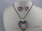 gset007 Charming  heart-shape color glaze necklace&earrings Set