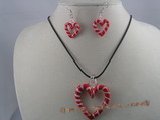 gset008 extraordinary heart-shape lampwork necklace Set
