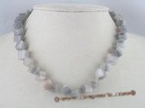 gsn017 8mm grey rhombic sunglow gemstone beads necklace