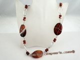gsn050 oval shape red agate necklace beads long necklace