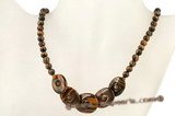 gsn105 Coin shape tiger eye princess necklace in wholesale