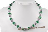 gsn114 Stylist Green Jasper and Faceted Crystal Princess Necklace
