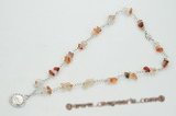 gsn131 handmade agate bead silver plated link necklace