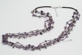 gsn138 Wholesale baroque nugget amethyst beads cord layer necklace