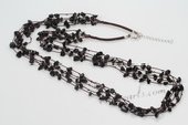 gsn139 Fashion Black Cord Layer Necklace with Black agate Beads for Xmas's