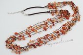 gsn140 Elegant Baroque Red Agate with Black Cord Layer Necklace in wholesale