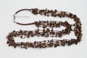 gsn145 Hand Crafted Cord Layer Necklace with tiger eyes gemstone beads