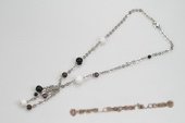 Gsn151 Stylist Silver toned Gemstone and Crystal Princess Necklace